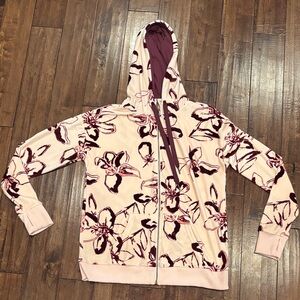 LuLaRoe Floral Hoodie Jacket - Pink and Burgundy